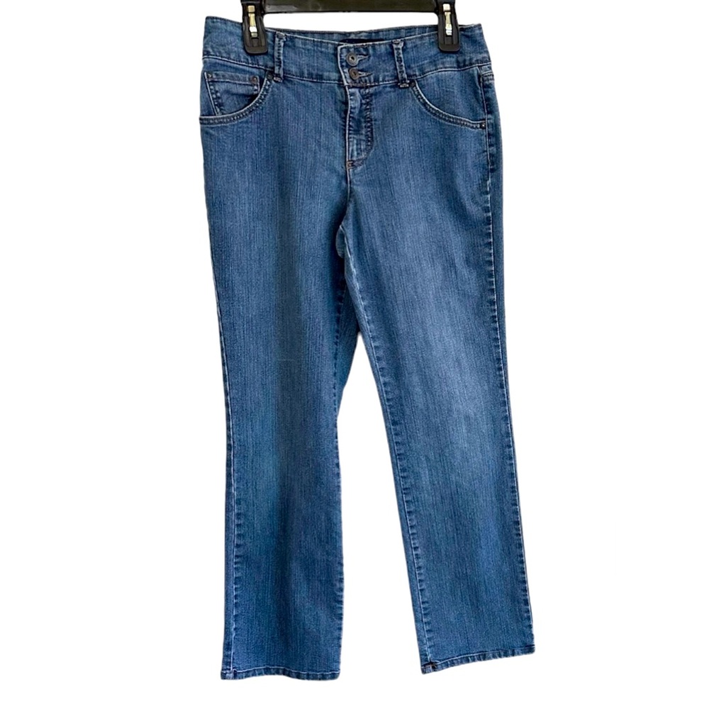 Jean Star denim jeans medium wash, midrise double button women 12